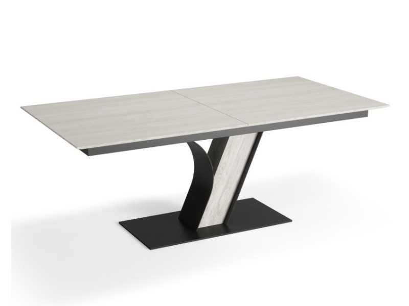 Table à manger extensible en chêne avec piètement en acier - DIJON