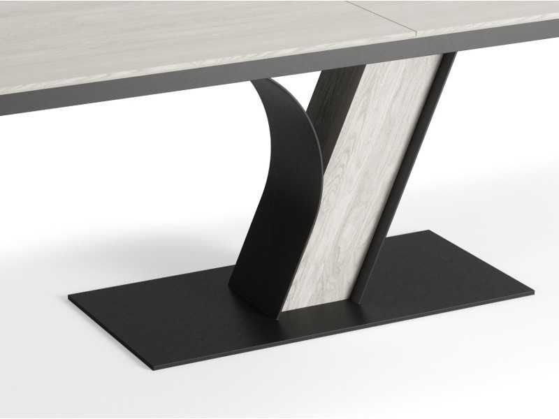Extendable dining table in oak with steel base - DIJON