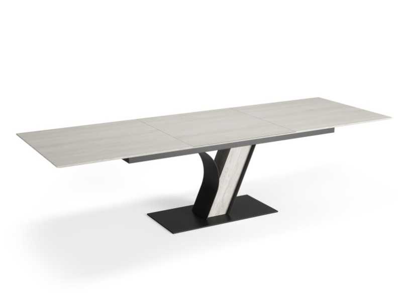 Extendable dining table in oak with steel base - DIJON