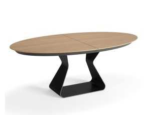 Table à manger ovale avec plateau en chêne et piètement en acier - BASIRA
