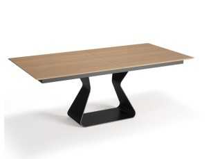 Extendable rectangular table with oak top and steel base - BASIRA RECTANGULAR 2