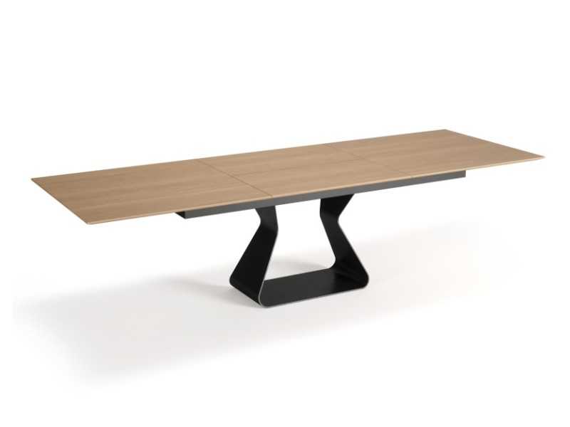 Extendable rectangular table with oak top and steel base - BASIRA RECTANGULAR
