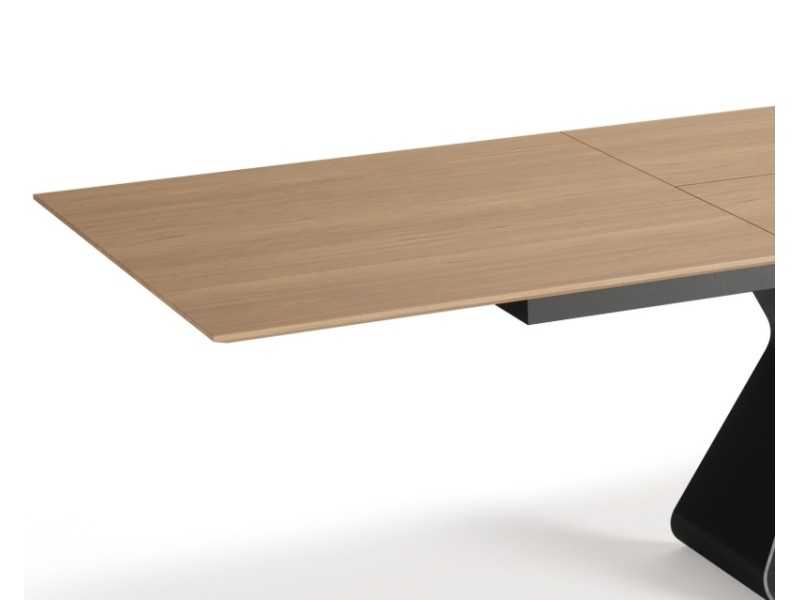 Extendable rectangular table with oak top and steel base - BASIRA RECTANGULAR