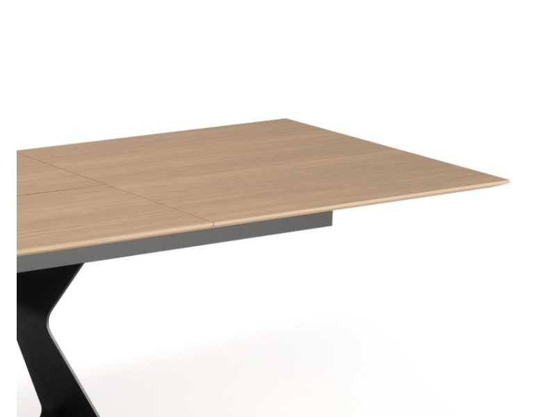 Extendable rectangular table with oak top and steel base - BASIRA RECTANGULAR