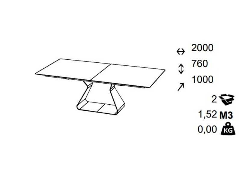 Extendable rectangular table with oak top and steel base - BASIRA RECTANGULAR
