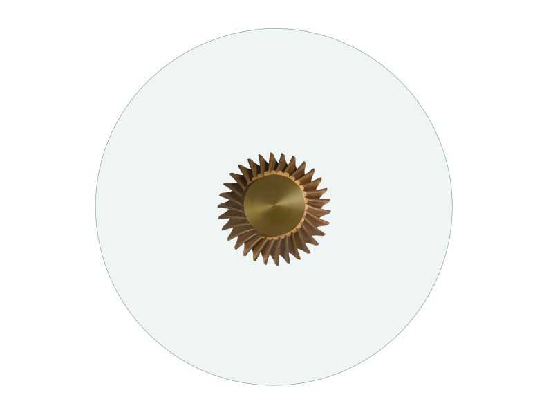Round table with walnut base and tempered glass top - BERTHE