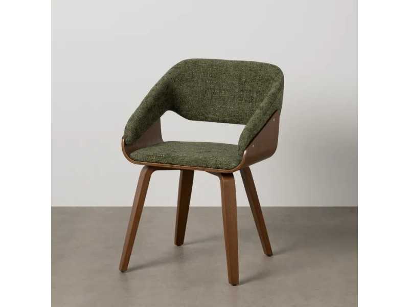 Upholstered designer chair with wooden structure - ALFA VERDE