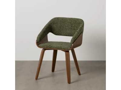 Upholstered designer chair with wooden structure - ALFA VERDE