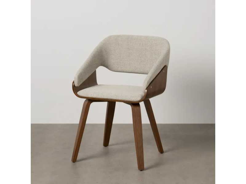 Upholstered designer chair with wooden structure - ALFA GRIS