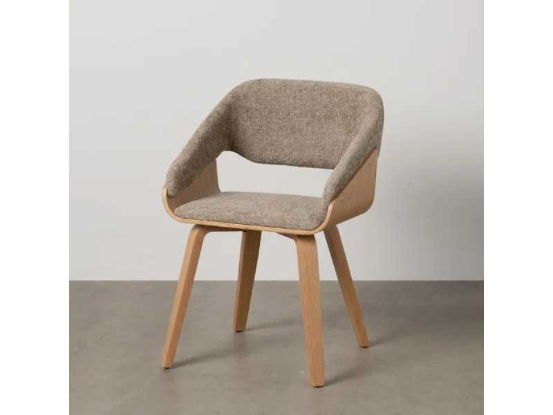 Upholstered designer chair with wooden structure - ALFA BEIGE