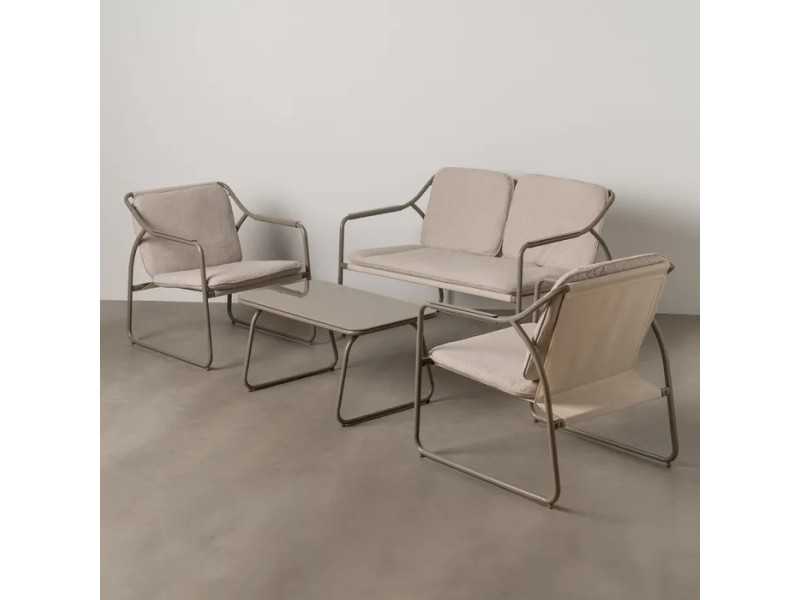 Garden set in taupe lacquered steel - ACKE TAUPE