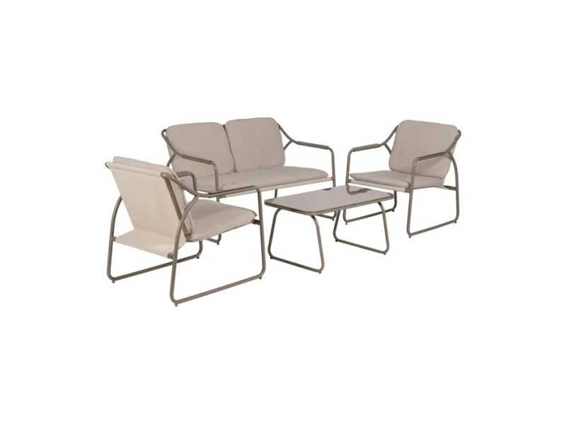 Garden set in taupe lacquered steel - ACKE TAUPE