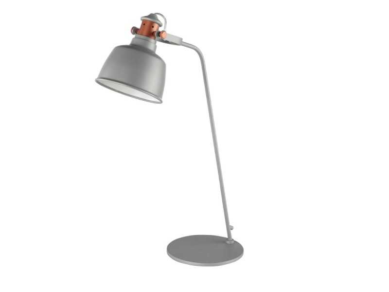 Lámpara de sobremesa en acero gris y detalles bronce - LEVY