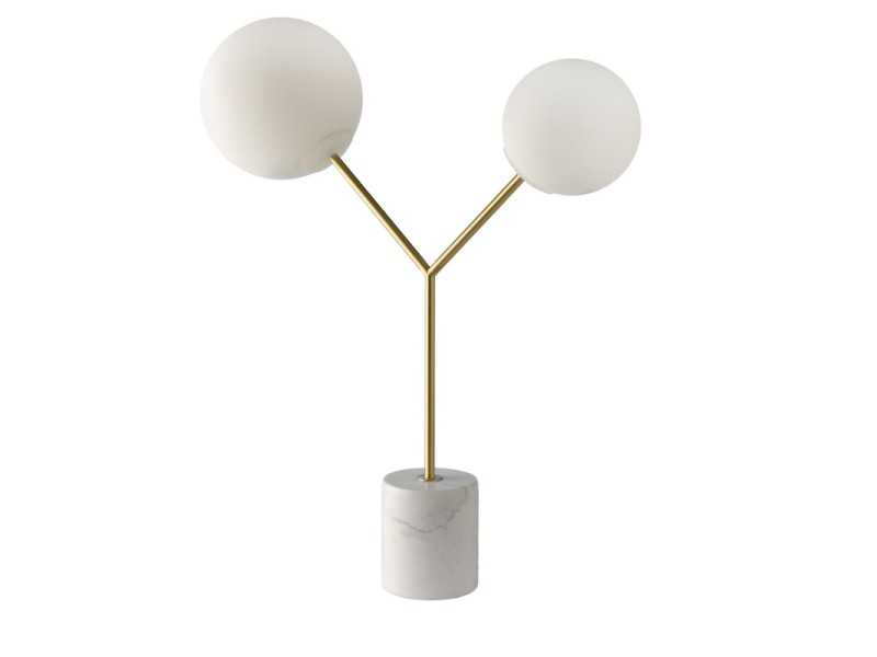 Lámpara de sobremesa en acero inoxidable y base de mármol - LUGAND