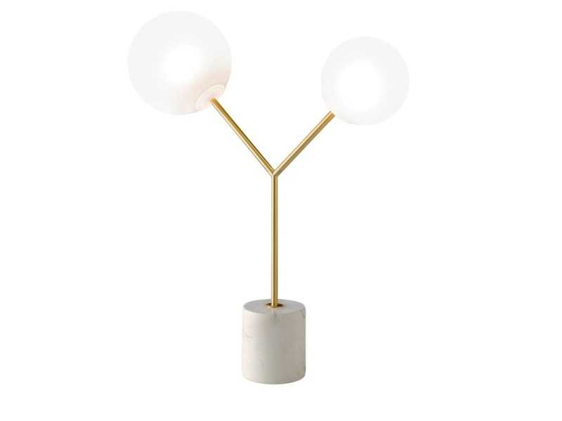 Table lamp in stainless steel and marble base - LUGAND