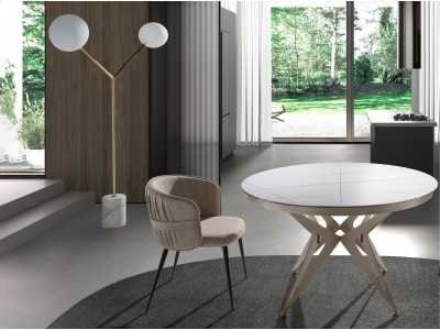 Lampadaire en acier inoxydable et socle en marbre - LUGAND 2