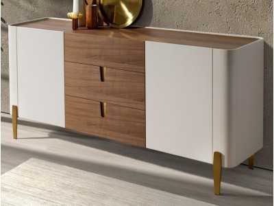 Design sideboard in walnut and lacquered wood - AINI
