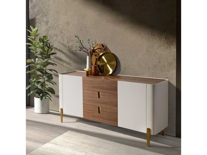 Design sideboard in walnut and lacquered wood - AINI