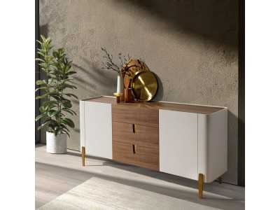 Design sideboard in walnut and lacquered wood - AINI