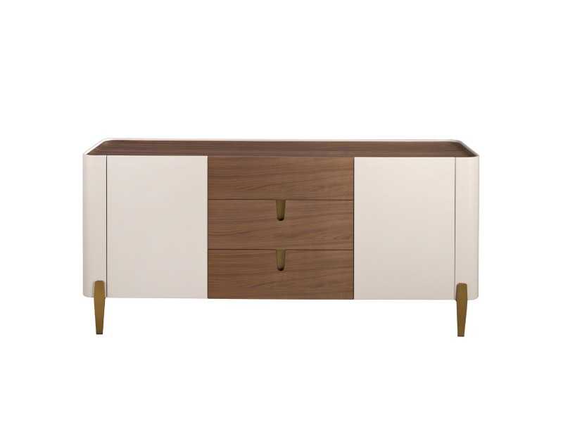 Buffet design en noyer et bois laqué - AINI