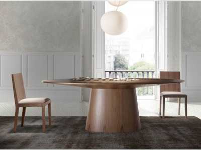 Mesa de comedor fija ovalada en nogal - VADUZ