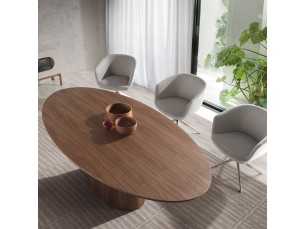 Table à manger ovale fixe en noyer - VADUZ 2