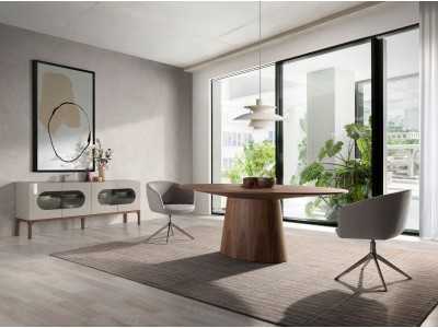 Fixed oval dining table in walnut - VADUZ Fixed oval dining table in walnut - VADUZ