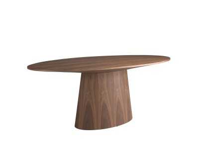 Mesa de comedor fija ovalada en nogal - VADUZ