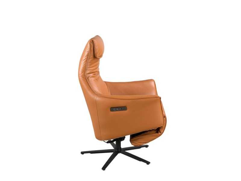 Swivel relax armchair upholstered in genuine leather - AMAYA