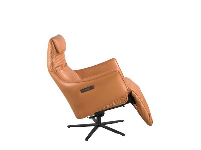 Swivel relax armchair upholstered in genuine leather - AMAYA