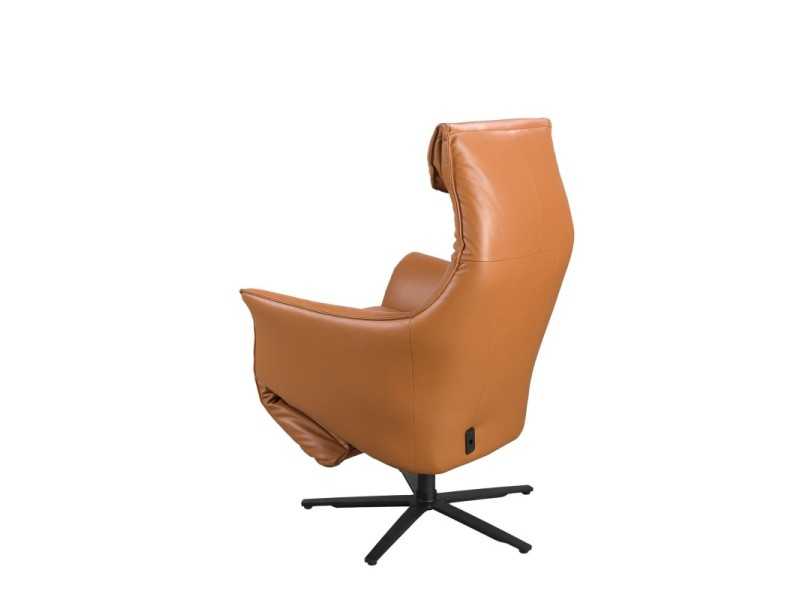 Swivel relax armchair upholstered in genuine leather - AMAYA