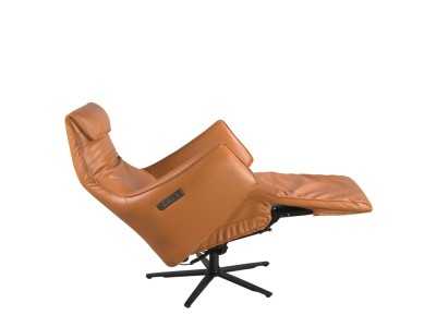 Swivel relax armchair upholstered in genuine leather - AMAYA