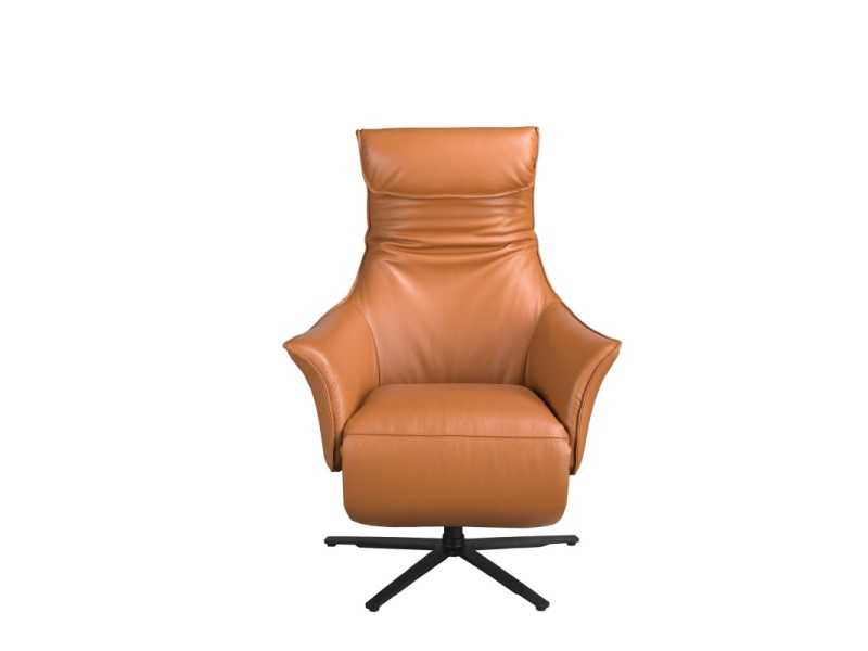Swivel relax armchair upholstered in genuine leather - AMAYA