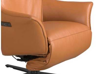 Swivel relax armchair upholstered in genuine leather - AMAYA