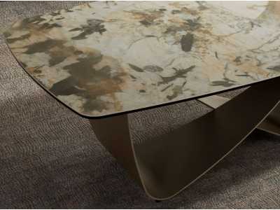 Coffee table with porcelain marble top and lacquered steel legs - AMAYA