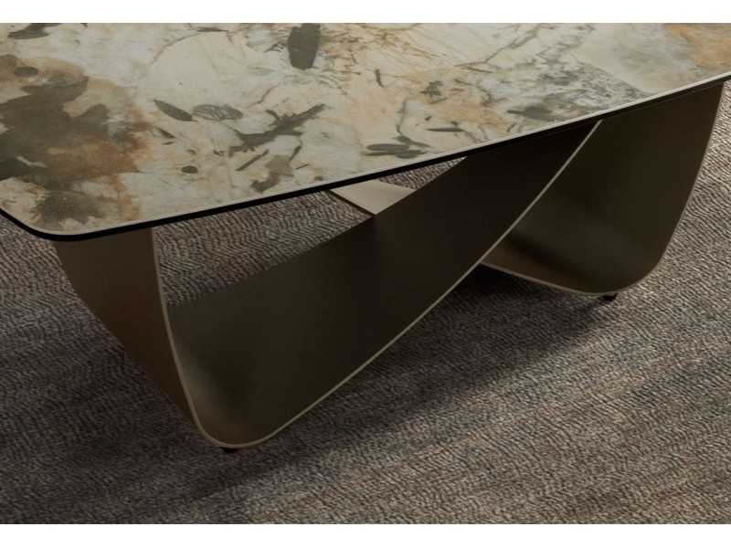 Coffee table with porcelain marble top and lacquered steel legs - AMAYA
