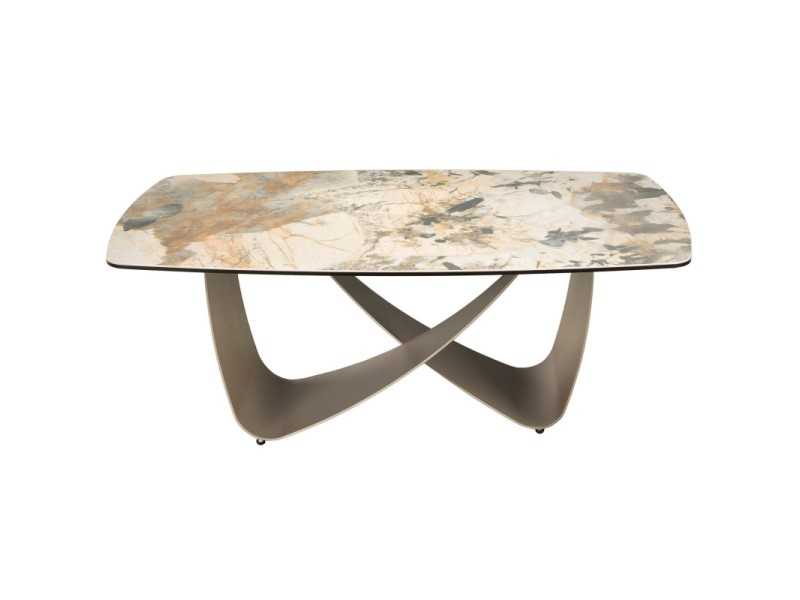 Mesa de centro con tapa de mármol porcelánico y patas en acero lacado - AMAYA