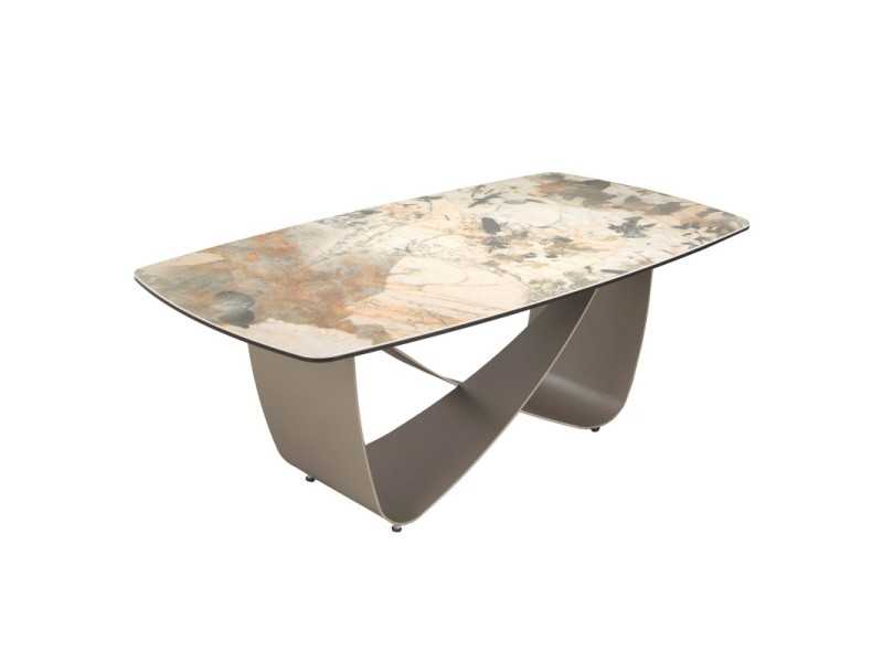 Coffee table with porcelain marble top and lacquered steel legs - AMAYA