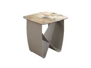 Table d'appoint avec plateau en marbre porcelaine et pieds en acier laqué - AMAYA 2
