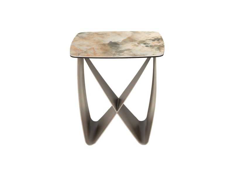 Side table with porcelain marble top and lacquered steel legs - AMAYA