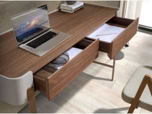 Bureau / coiffeuse design en noyer, laqué et pieds en acier - AINI 2 2
