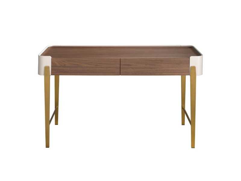 Bureau / coiffeuse design en noyer, laqué et pieds en acier - AINI 2