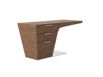 Bureau design en noyer avec piètement en acier inoxydable - PORTO Bureau design en noyer avec piètement en acier inoxydable - PORTO