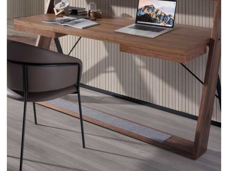 Bureau en noyer et inox laqué noir - BRUNO