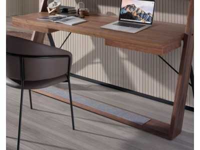 Escritorio en nogal y acero inoxidable lacado negro - BRUNO