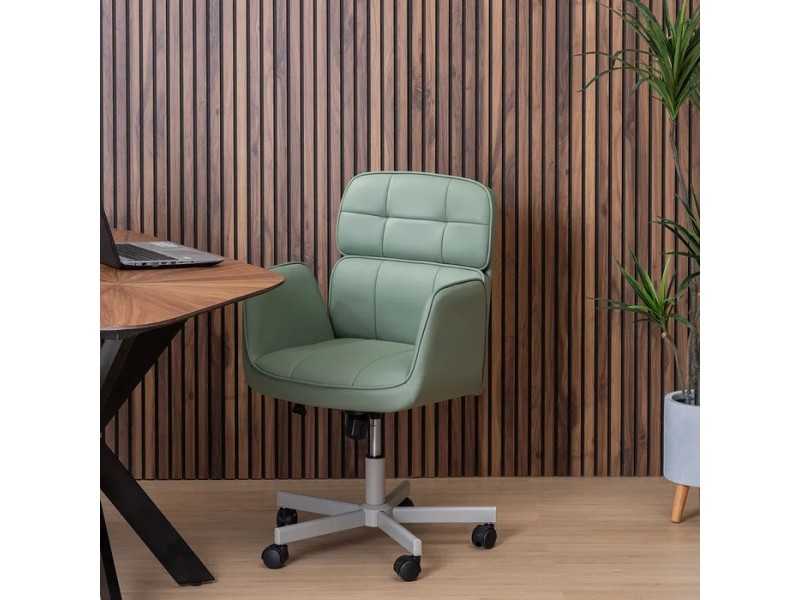 Office chair with wheels upholstered in synthetic leather - COTO B