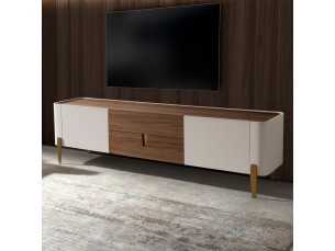Mueble TV de diseño en madera de nogal ,lacado y detalles en acero - AINI 2