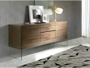 Walnut sideboard with tempered glass sides - MILANA