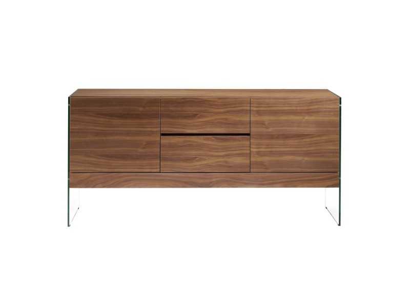 Walnut sideboard with tempered glass sides - MILANA