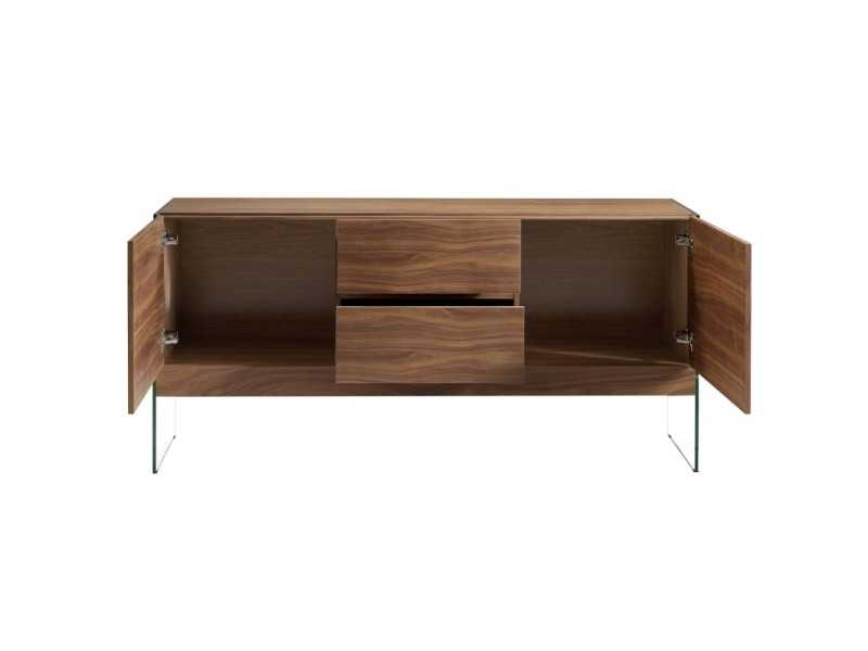 Walnut sideboard with tempered glass sides - MILANA